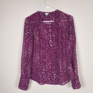 Converse Purple Printed Sheer Blouse Size Small